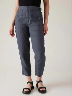 ATHLETA Voyager Linen Pant - Size 12 TALL - Granite Blue